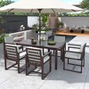 7pcs Patio Wood Dining Set, Outdoor Conversation Sets, Dining Table and Chair Set with Cushions for Backyard, Garden -Frevyn - 2 of 4