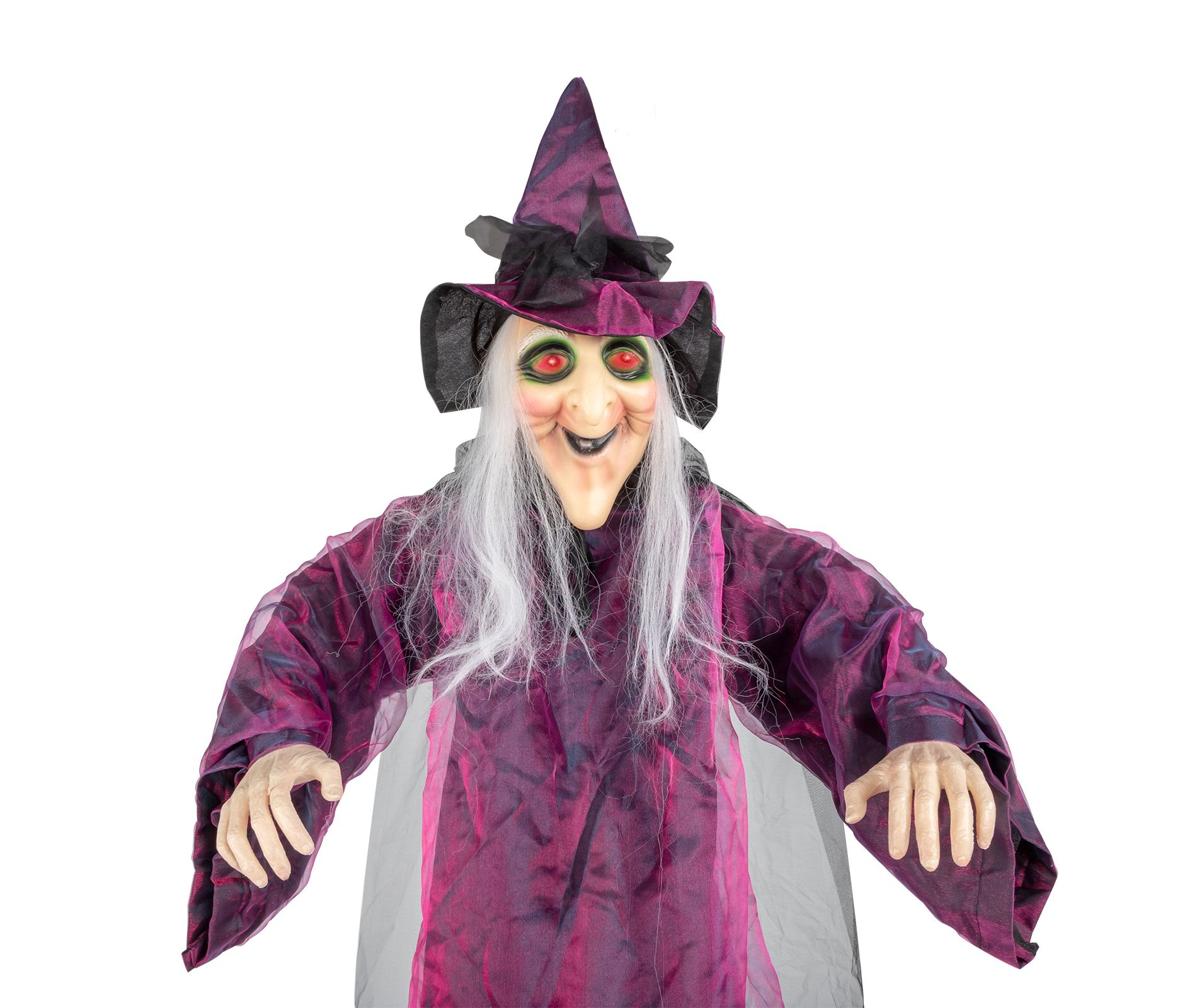 Slickblue Life Size 71in Halloween Hanging Witch, Talking Animated Decor with Lights and Creepy Sounds