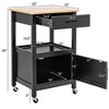 Costway Rolling Kitchen Island Cart on Wheels Bar Serving Trolley w/Drawer Cabinet Black\White - 4 of 4