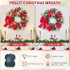24 Inch Christmas Wreath with Lights for Front Door, Large Lighted Xmas Wreath with Red Gold Balls & Bow for Fireplace Window Indoor Outdoor Decor - 3 of 4