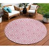 Pink And Ivory Geometric Washable Indoor Outdoor Area Rug - 2 of 4