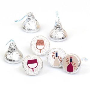 Big Dot of Happiness But First, Wine - Wine Tasting Party Round Candy Sticker Favors - Labels Fits Chocolate Candy (1 sheet of 108) - 1 of 4