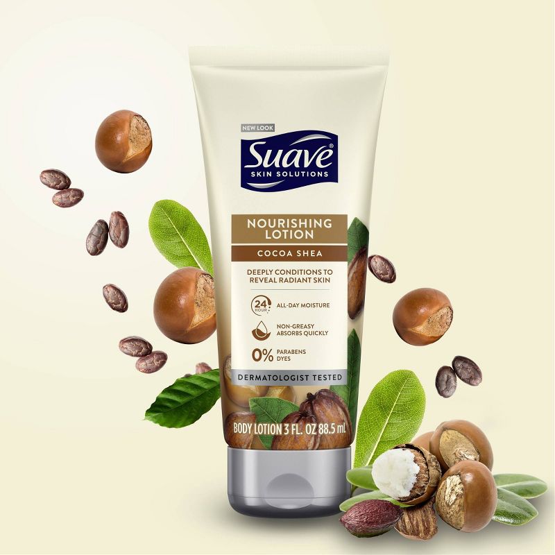 Suave Skin Solutions Smoothing with Cocoa Butter and Shea Body Lotion 3oz, 6 of 9