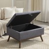 Sapphtopaz Modern Storage Ottoman Upholstered Vanity Stool with Wood Legs Coffee Table Storage Bench for Living Room, Bedroom, Entryway - 3 of 4