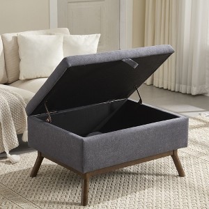 CAVINAS Mid-Century Modern Square Storage Ottoman,Convertible Footstool with Hidden Storage,Entryway Bench for LivingRoom,Bedroom - 1 of 4