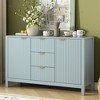 Modern Sideboard Buffet Cabinet with 3 Drawers, Adjustable Shelves & Soft-Close Doors, Wave-Pattern Design with Gold Metal Handles - ModernLuxe - 2 of 4
