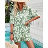 Women Summer 2 Piece Beach Outfits Printed Short Sleeve Tops Lounge Shorts Casual Tracksuit Set - 4 of 4