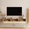 HDZNVF Floating TV Stand Wall Mounted, 69 inch Modern TV Stand for 55 60 65 Inch TV, Light Brown - 3 of 4
