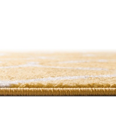 Sunlit Yellow Trellis Frieze 9' x 12' Synthetic Area Rug