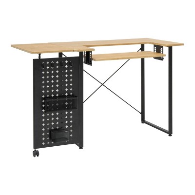 Pivot Sewing Table with Swingout Storage Panel and Adjustable Platform