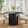 Christopher Knight Home Cheryi 47.2"  Round Oak Veneer Top and Iron Pedestal Dining Table - 2 of 4