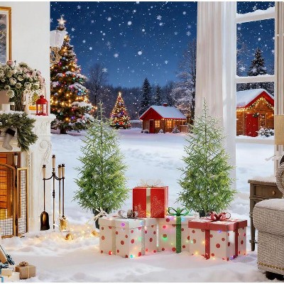 Bella Depot 2PCS Christmas Tree, 4 ft Norflok Pine Xmas Tree with 133 Molded Tips and Pot Base