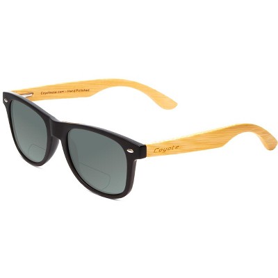 Coyote Eyewear Woodie Polarized Sun OR Bi-Focal Sunglasses Black Brown Bamboo