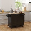 HOMCOM Rolling Kitchen Island with Storage Drawer, Wood Breakfast Bar Kitchen Island Cart 2 Doors, Spice Rack, Towel Racks and 2 Hooks - 3 of 4
