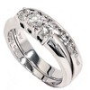 Pompeii3 1ct Diamond Engagement Wedding Ring Set 3-Stone Channel Set Round Cut Solitaire - 2 of 4