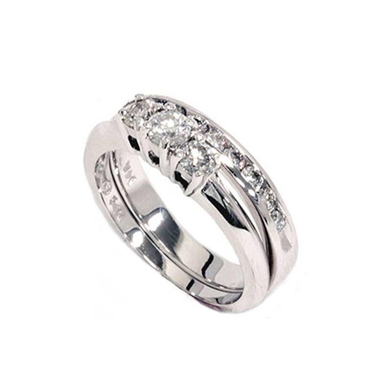 Pompeii3 1ct Diamond Engagement Wedding Ring Set 3-Stone Channel Set Round Cut Solitaire, 2 of 5