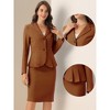 INSPIRE CHIC Women's Business Long Sleeve Notched Lapel Peplum Blazer Pencil Skirt Suit Set 2 Pcs - 2 of 4