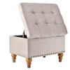 PAGED Retro Riveted Upholstered Ottoman with Storage, Velvet Multipurpose Ottoman Bench with Solid Wood Legs, Entryway Bench - 4 of 4