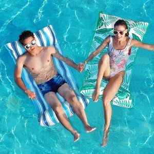 Jasonwell 2-Pack Water Hammock Pool Floats - 4-in-1 Inflatable Lounge Chair, Saddle, Drifter, Green & Blue, Perfect for Pool, Lake & Beach - 1 of 4