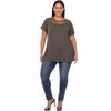 Plus Size Crisscross Neck Short Sleeve Top - White Mark - 4 of 4