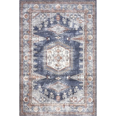 Nuloom Maire Traditional Medallion Pet Friendly Machine Washable Area Rug, 3' 3" x 5', Blue