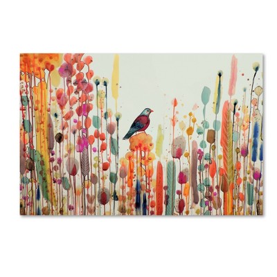 Large Multicolor Abstract Canvas Print with Bird Design