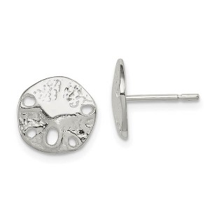 Black Bow Jewelry 11mm Polished Sand Dollar Post Earrings in Sterling Silver - 1 of 4
