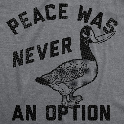 Мужские футболки Crazy Dog T-Shirts, Inc. Mens Funny T Shirts Peace Was Never An Option Sarcastic Goose Graphic Novelty Tee for Men - Crazy Dog Men's T Shirt for Animal Lovers Dark Grey S — фото 2
