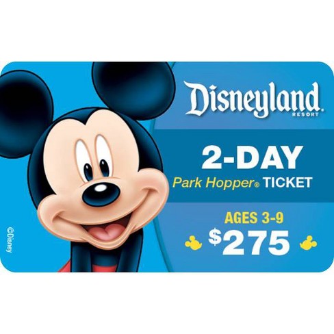 Disneyland Resort 2 Day Park Hopper Ticket Ages 3 9 275 Email Delivery Target