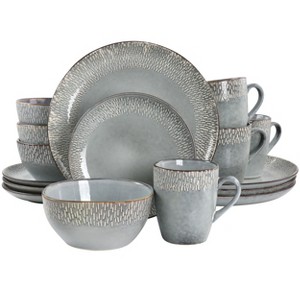 Meritage 16 Piece Reactive Glaze Stoneware Dinnerware Set in Grey - 1 of 4