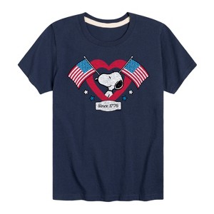 Boys' - Peanuts - Snoopy Since 1776 Flag Heart Short Sleeve Graphic T-Shirt - 1 of 4
