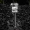 Nature Spring Solar Powered Lights - Set of 4 - LED Outdoor Stake Spotlight Fixture for Gardens, Pathways, and Patios, Silver - 4 of 4