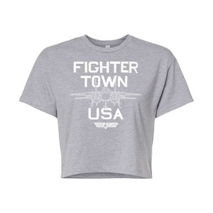 Women's - Top Gun - Property of Fighter Town Cropped Graphic T-Shirt - 1 of 4