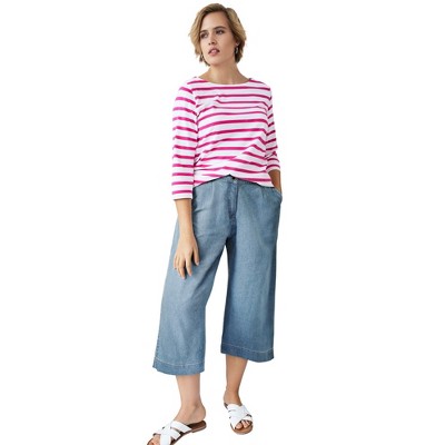 ellos Plus Size Lightweight Wide-Leg Crop Jeans