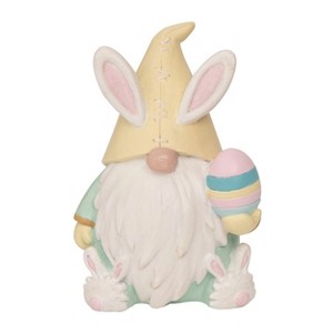 Transpac Resin 5" White Easter Bunny Gnome Figurine - 1 of 2