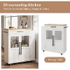 24" Kitchen Island, Retro Kitchen Cart with Spice and Towel Rack, Island Table with Glass Cabinet Door, Wood Composite Board, for Kitchen - 3 of 4