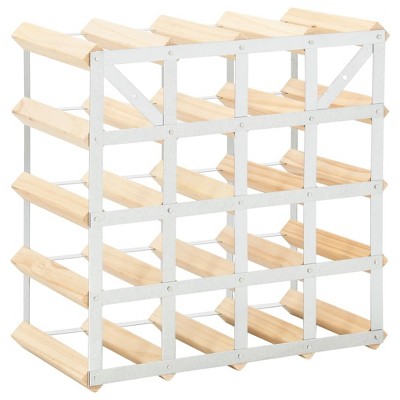 Scandinavian Light Wood and Silver 20-Bottle Wine Rack