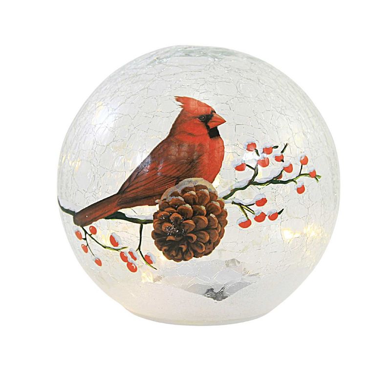 Christmas 5.5" Globe With Cardinal On Branch Winter Led Lighted Gold Crest Distributing  -  Decorative Figurines, 1 of 4