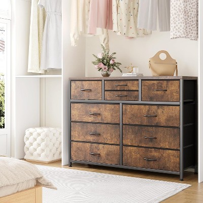 Garvee 10 Drawers Dresser for Bedroom, Entertainment Center TV Stand for 55” TV, Fabric Chest of Drawers with Storage Drawers