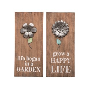 Transpac MDF/Metal Flower Wall Decor Set of 2 Spring Home Decorations - 1 of 1