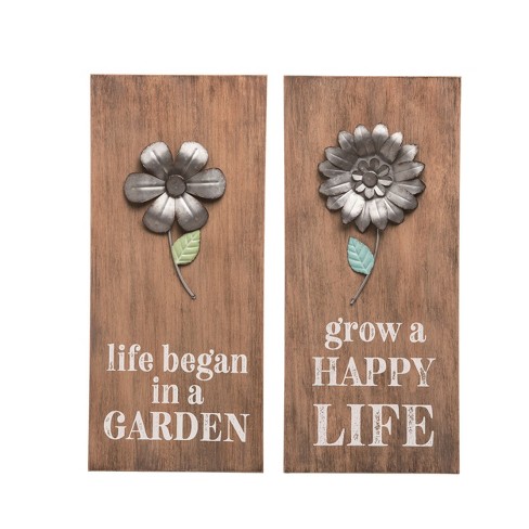 Transpac MDF/Metal Flower Wall Decor Set of 2 Spring Home Decorations - image 1 of 1