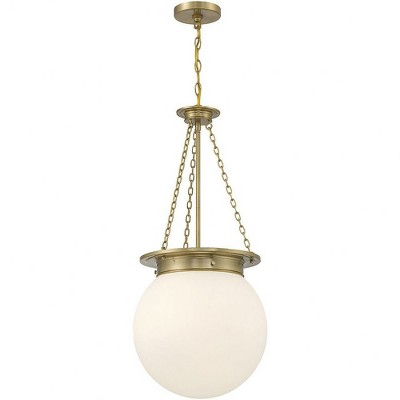 Elegant Globe 3-Light Pendant in Warm Brass with White Opal Glass