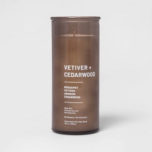 Tinted Glass Vetiver + Cedarwood Jar Candle Light Brown - Threshold™ - 1 of 2