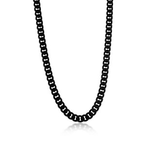 Metallo Mens Stainless Steel 8mm Miami Cuban Chain Necklace - Matte Black IP Plated - Black - 24 Inch - 1 of 3
