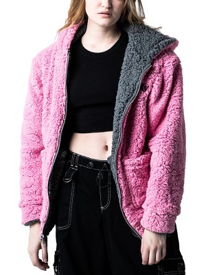 My Melody & Kuromi Long Sleeve Pink & Gray Reversible Adult Hooded Sweatshirt