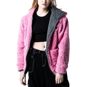 My Melody & Kuromi Long Sleeve Pink & Gray Reversible Adult Hooded Sweatshirt - 1 of 4