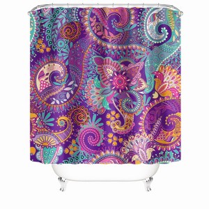 Colorful Retro Pattern Shower Curtains for Bathroom Waterproof Fabric Bath Curtain Durable Soft Stylish Bathroom Decor 72x72 Inch - 1 of 1