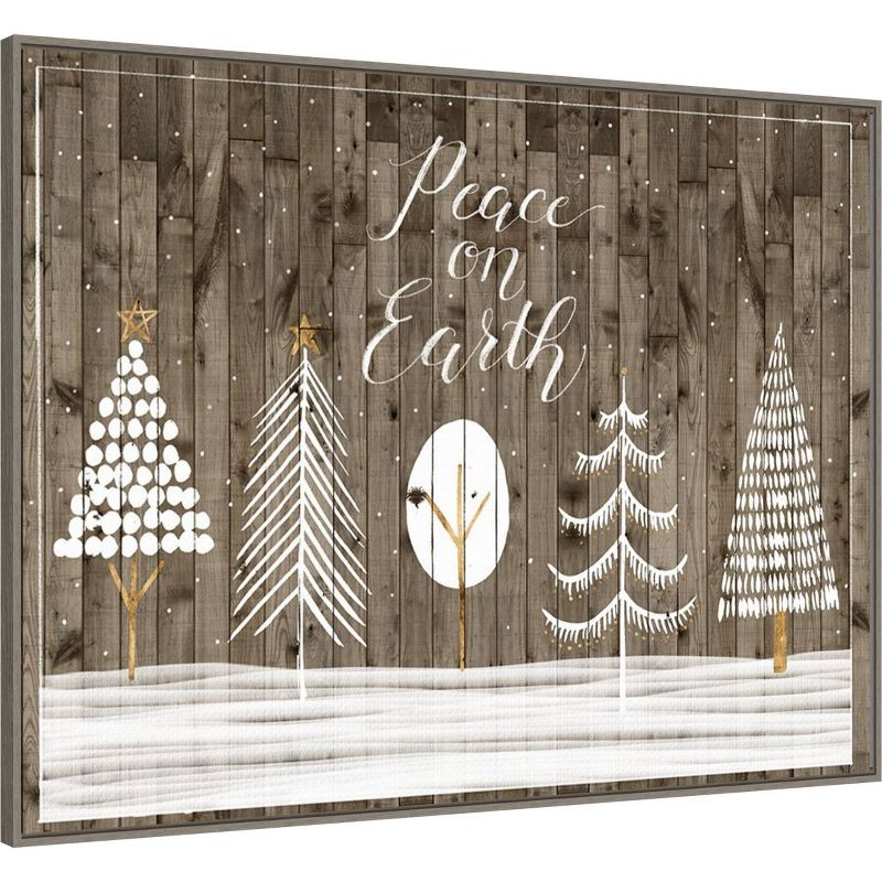 40&#34; x 30&#34; Wooded White Christmas Collection A by Grace Popp Framed Canvas Wall Art Print - Amanti Art, 3 of 9