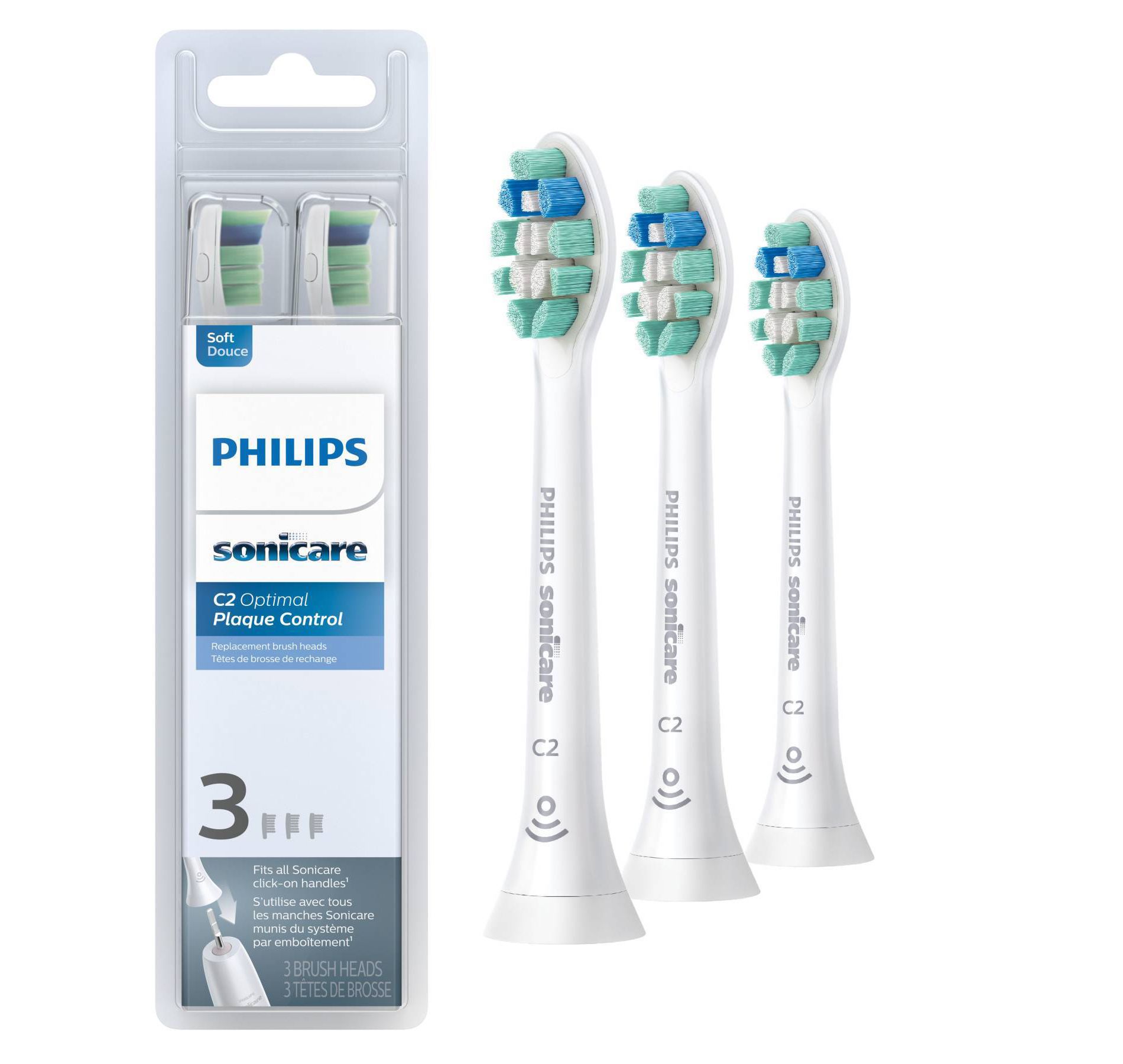 Philips Sonicare C2 Optimal Plaque Control Replacement Electric Toothbrush Head - HX9023/65 - White - 3pk