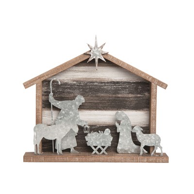 Transpac Wood 17.75 in. Multicolor Christmas Layered Nativity Decor